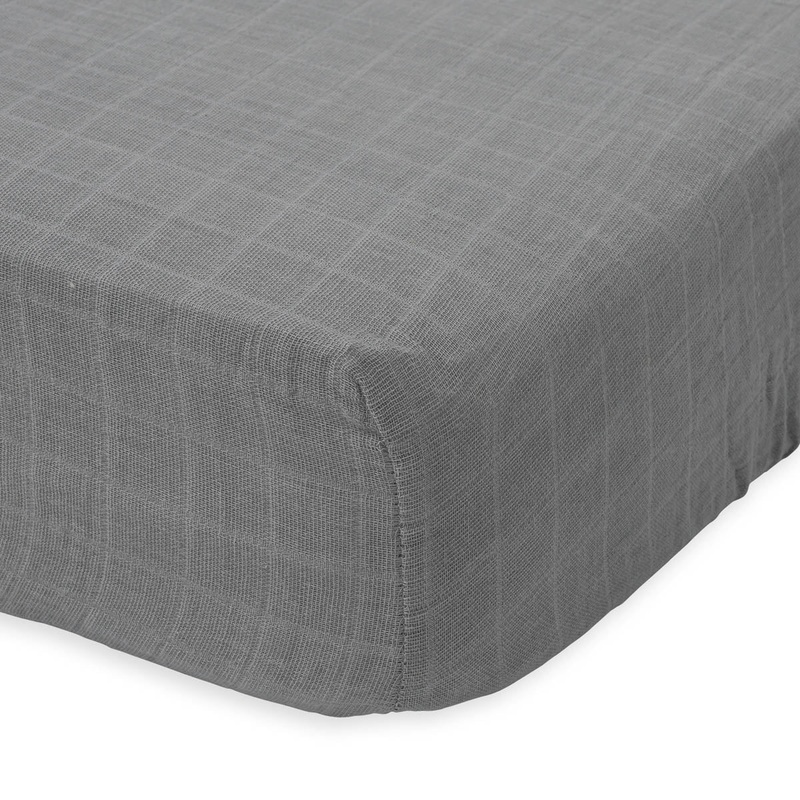 Little Unicorn Cotton Muslin Fitted Crib Sheet – Nickel