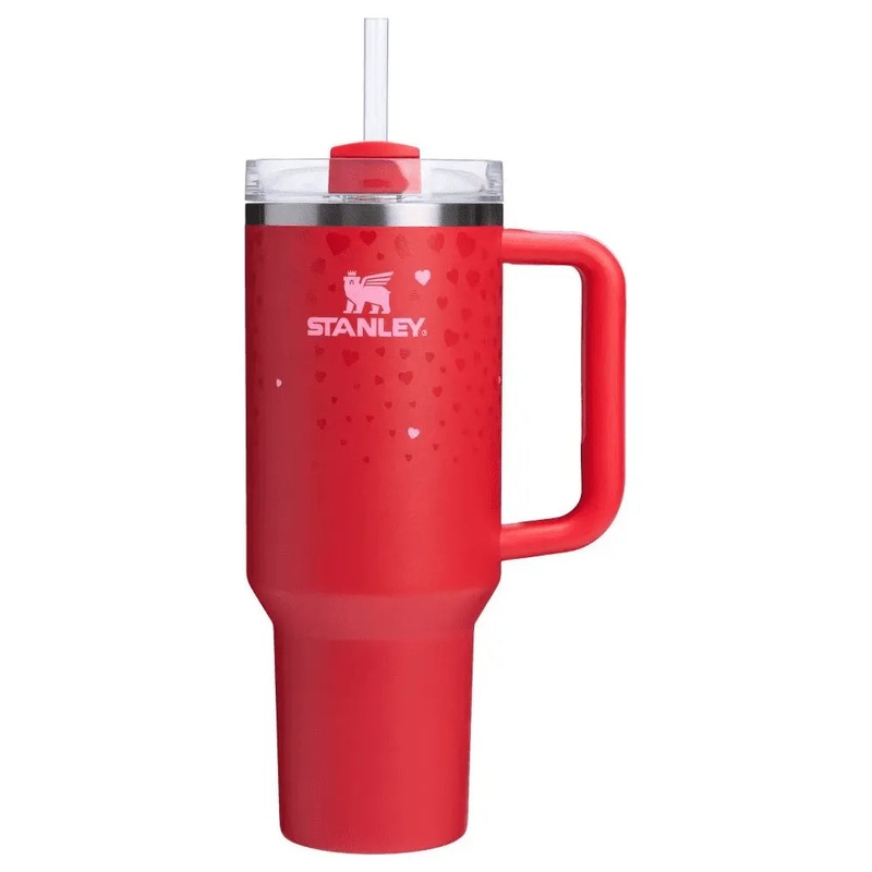 Stanley 40 oz Stainless Steel H2.0 Flowstate Quencher Tumbler-Ruby Hearts Red