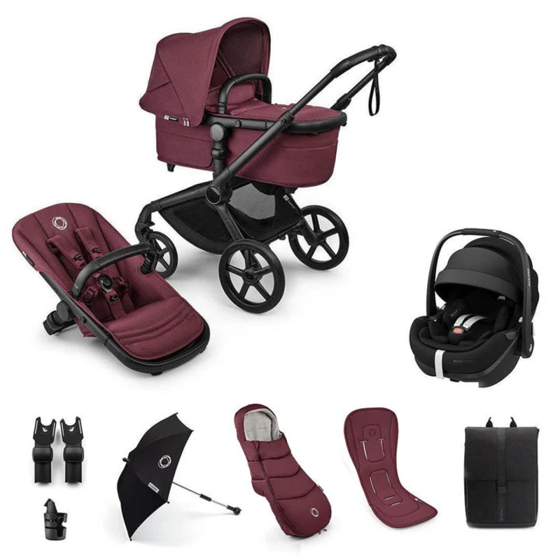 Bugaboo Fox 5 Renew Ultimate + Pebble Pro 2 Travel System – Dark Cherry