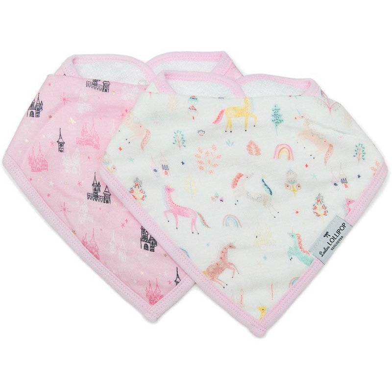 Loulou Lollipop Luxe Muslin Bandana Bib Set – Unicorn Dream