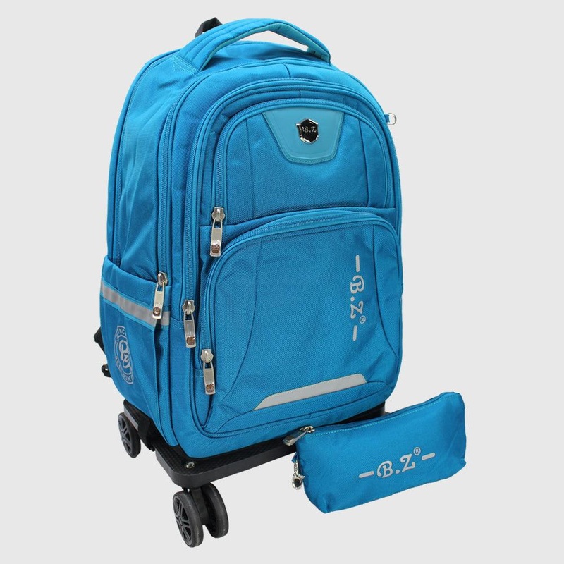 Turquoise 18 Inches Trolley Backpack + Pencil Case