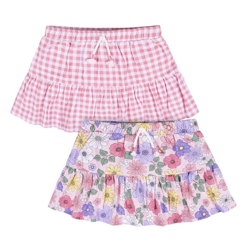 2-Pack Infant Girls Pink Floral Skorts