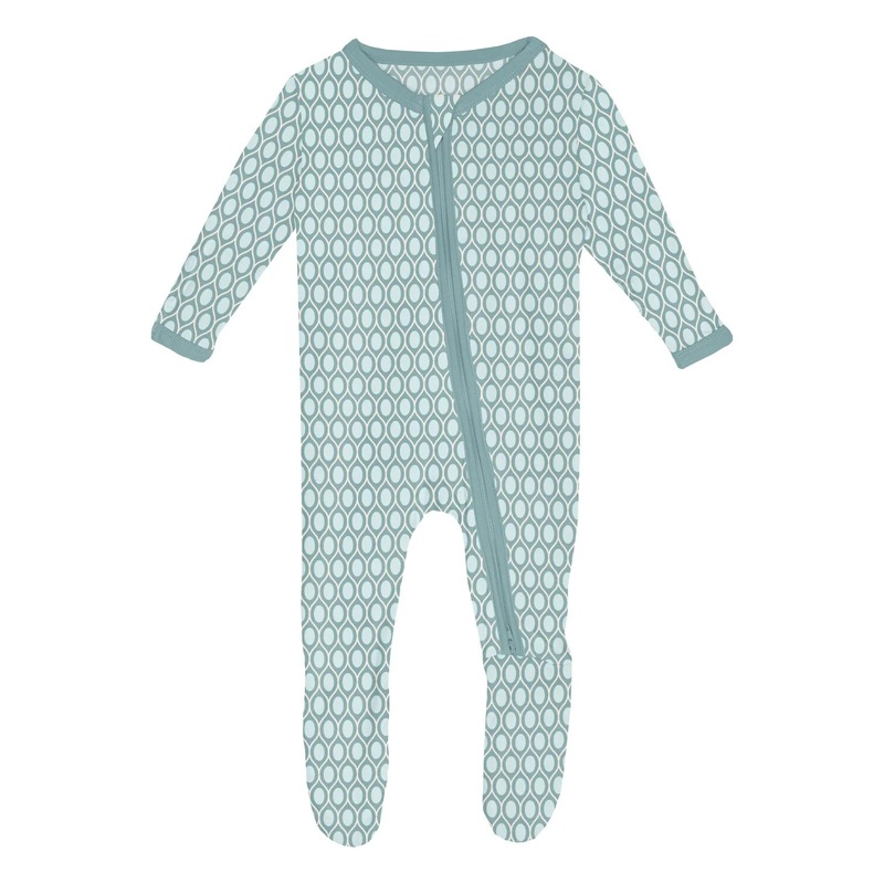 Kickee Pants Footie 2 Way Zipper – Jade Wavy Lattice