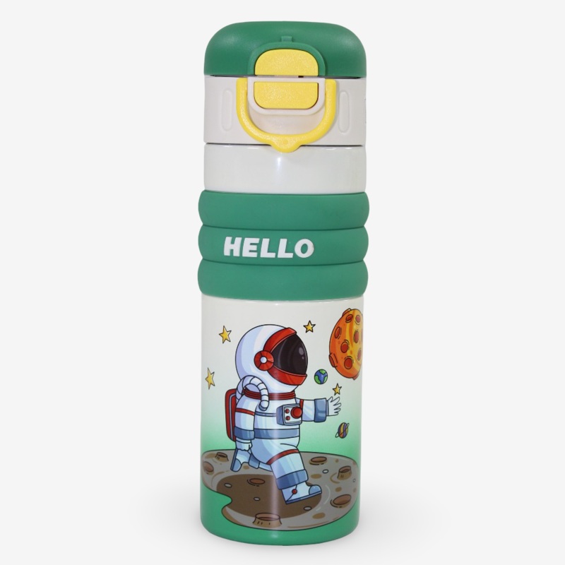 Stainless Steel Water Bottle  Space Explorer Design – Green