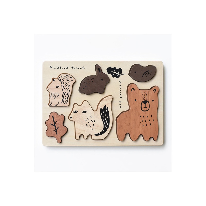 Wee Gallery Wooden Tray Puzzle – Wooden Animals