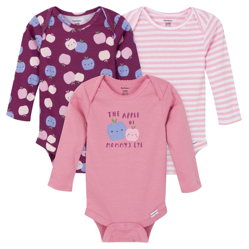3-Pack Baby Girls Apple Of Mommy’s Eye Onesies Bodysuits