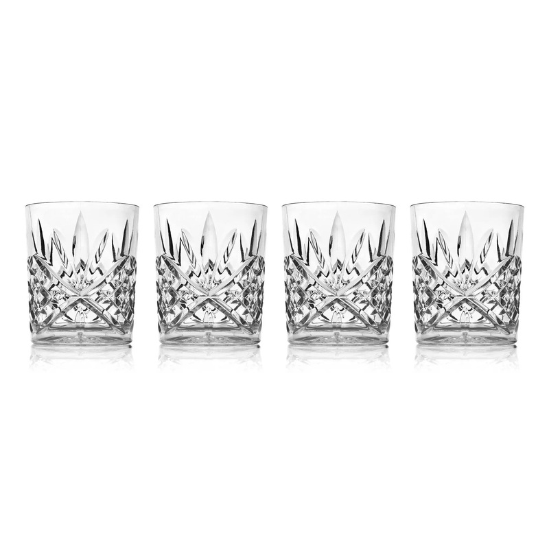 Set of 4 Dublin Acrylic Double Old Fashion Glasses: Hand Wash, 12 oz Capacity