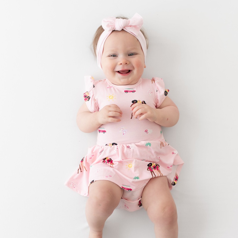 Twirl Bodysuit Dress in Barbie Beach