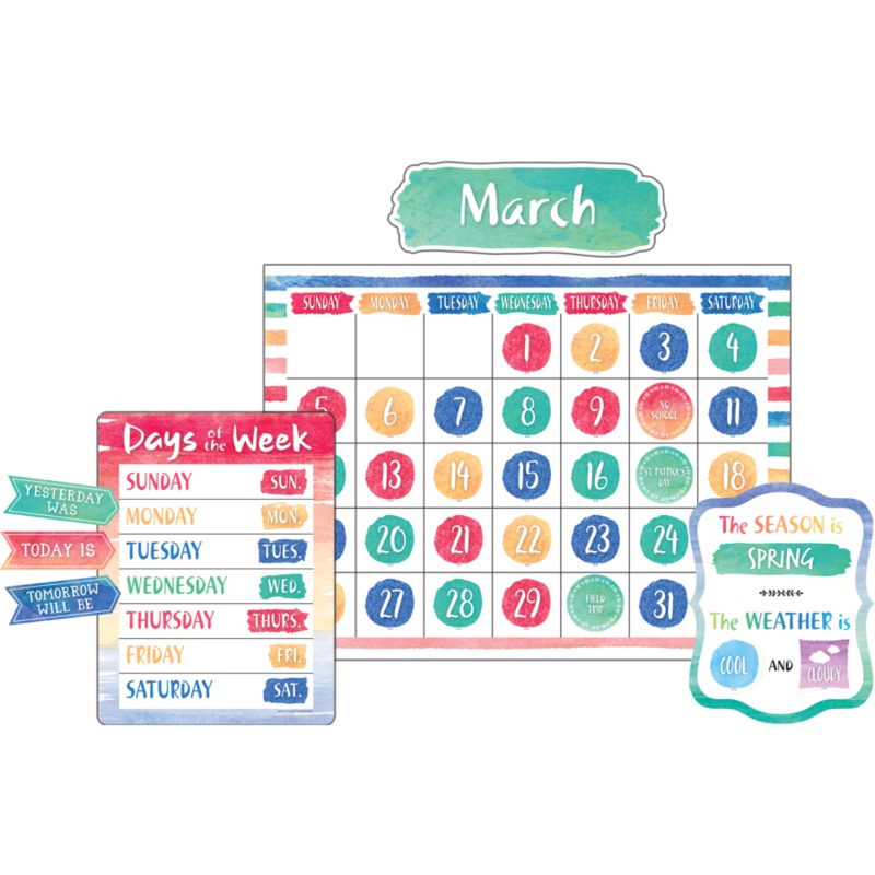 Watercolor Calendar Bulletin Board Display Set(C)
