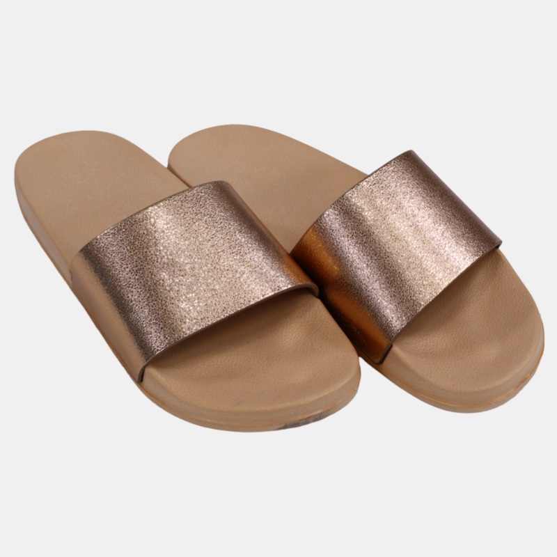 Women’s Rubber Slides  Metallic Copper