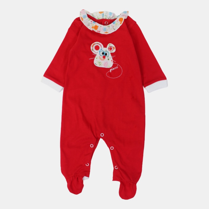 Baby Girls’ Cotton Baby Footie  Mouse Head Design