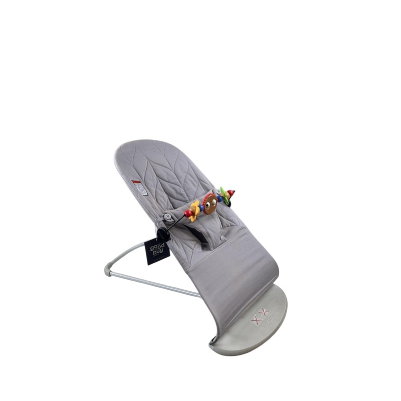 BabyBjorn Bouncer Bliss Bundle With Toy Bar, Googly Eyes, Light Gray Frame, Light Gray Cotton Petal Quilt