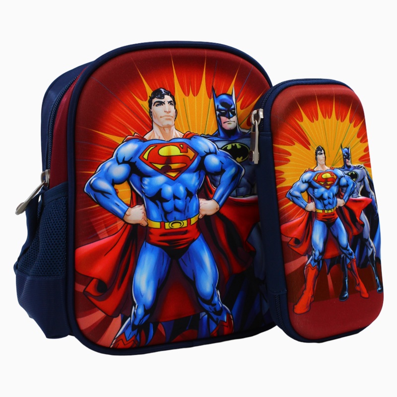 Batman & Superman School Set (Lunch Bag + Pencil Case)