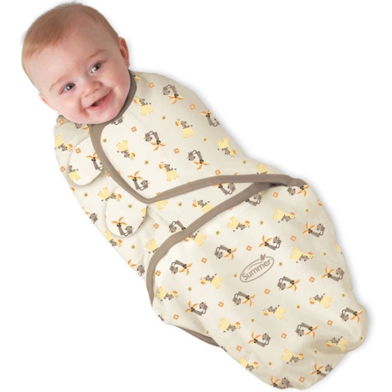 Kiddopotamus SwaddleMe Cotton Knit Adjustable Infant Wrap – Monkey Print – Small