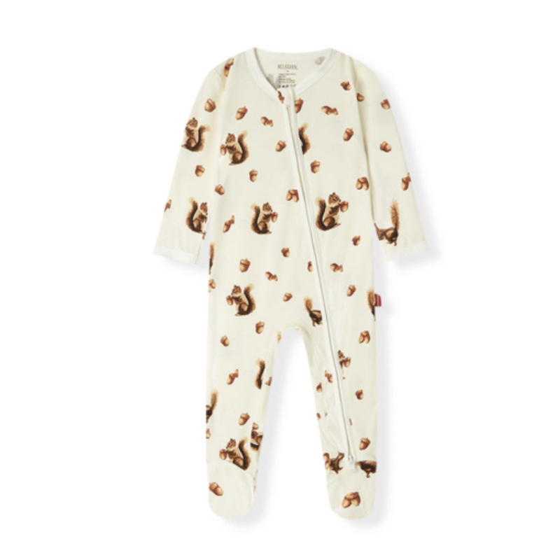 Milkbarn Chipmunk Luxe Stretch Zipper Footed Romper