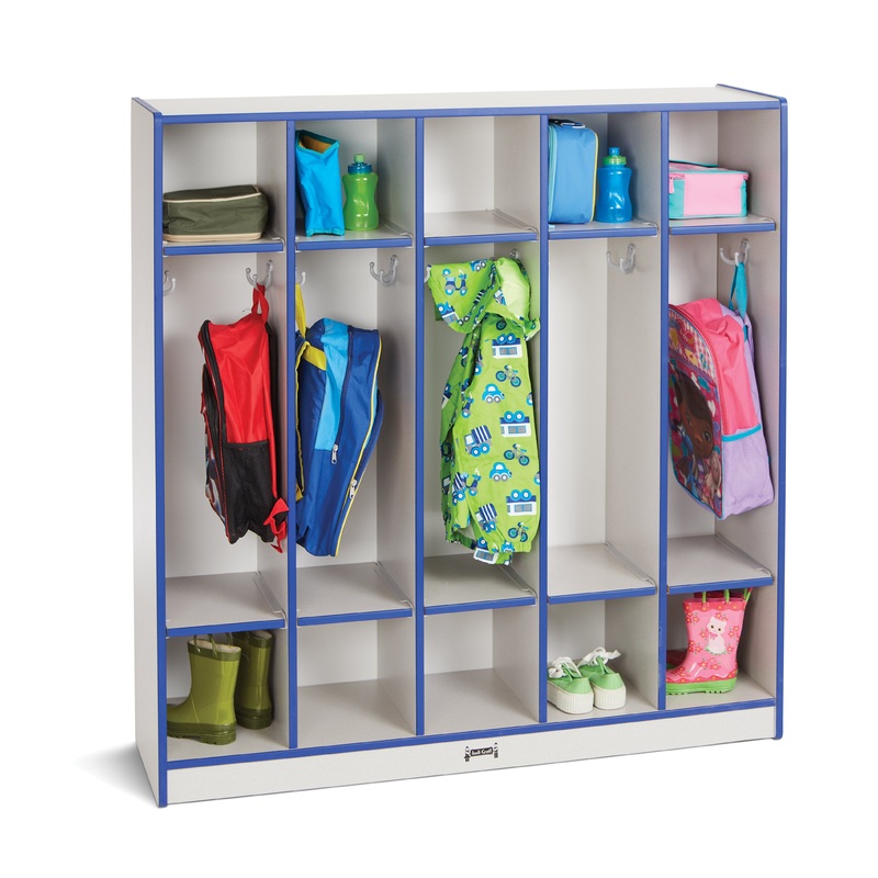 Rainbow Accents 5 Section Coat Locker – Blue