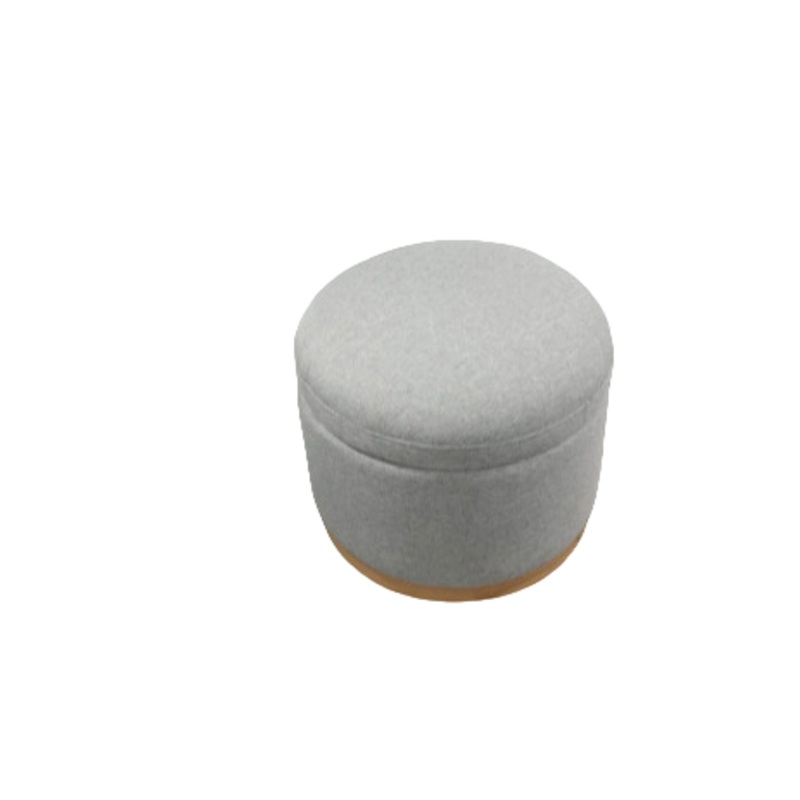 Babyletto Naka Storage Ottoman, Performance Grey Eco-Weave with Light Wood Base