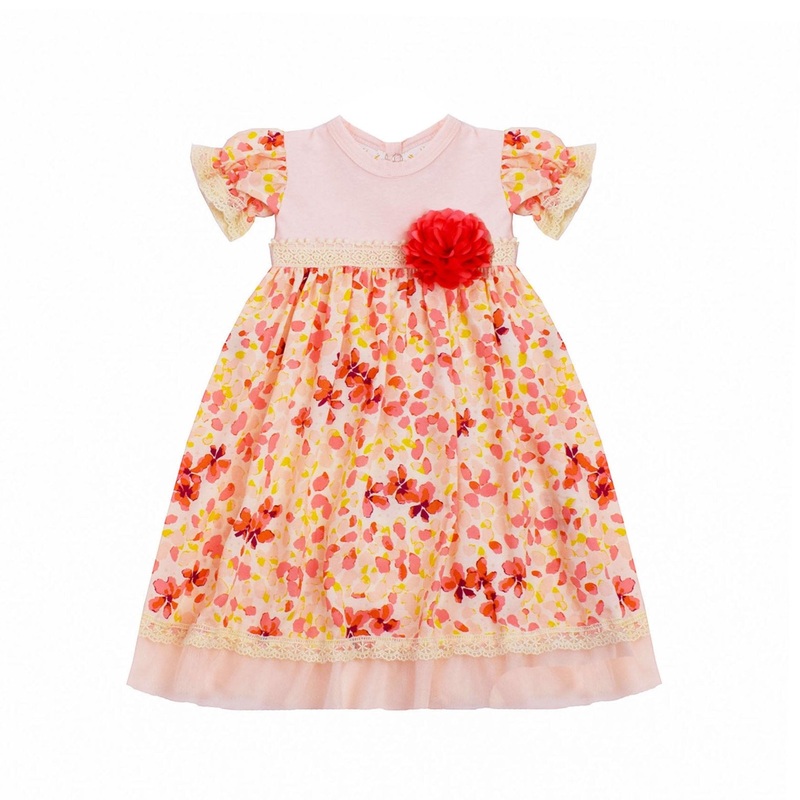 Peach Delight Floral Print Gown