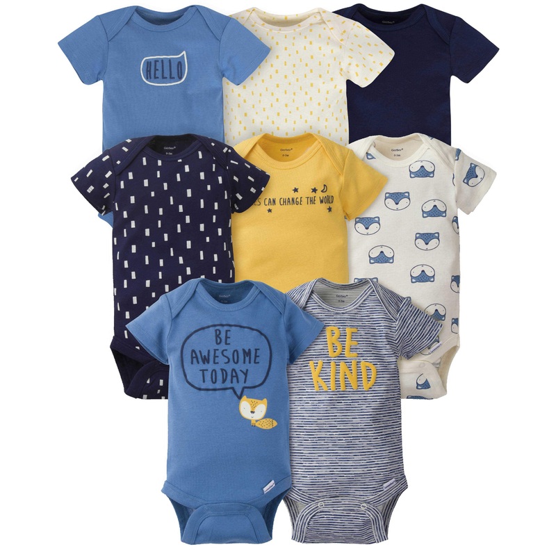 Gerber 8-pack Baby Boys’ Fox Short Sleeve Onesies Bodysuits