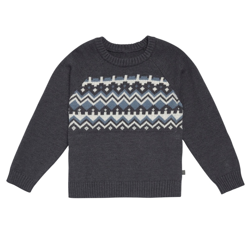 Infant & Toddler Boys Dark Grey Heather Fair Isle Viscose Sweater