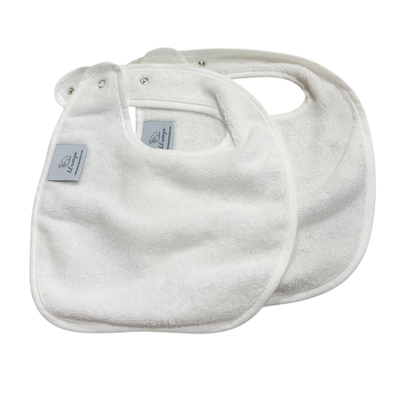 Lil Weezie Baby Bibs Pair, White on White
