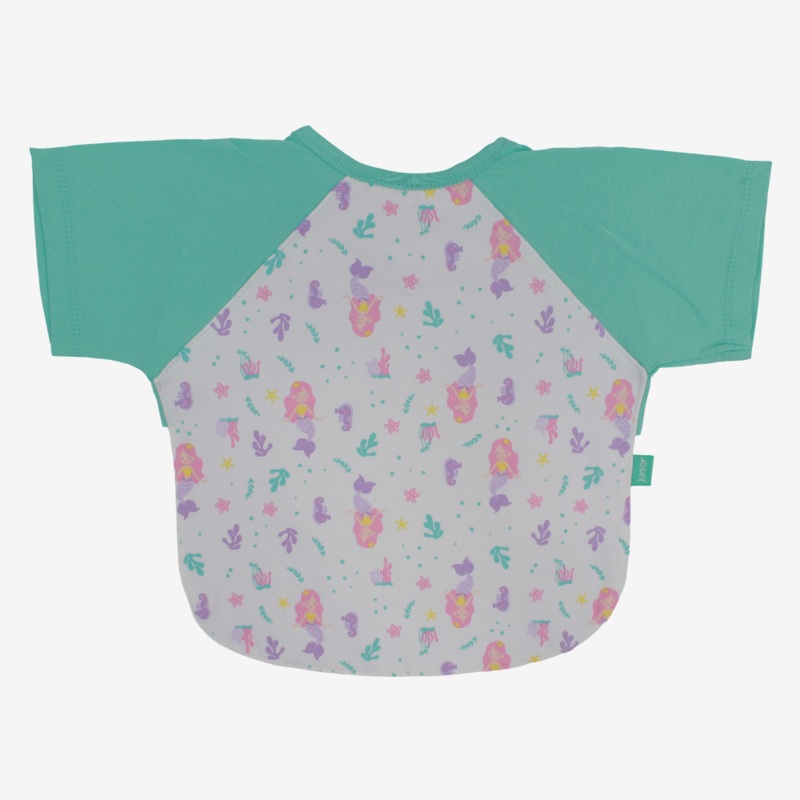 Baby Cotton Bib  Off-White with Mermaid Design