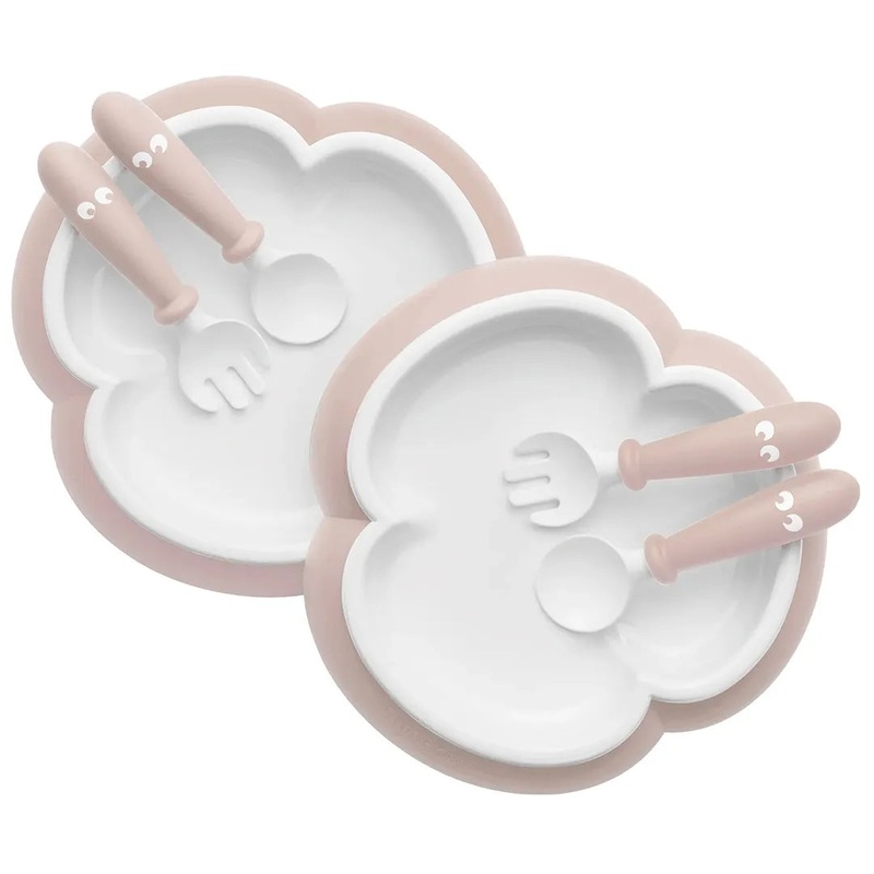 Baby Plate, Spoon and Fork, 2 Sets –  Powder Pink