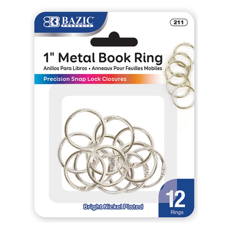 BAZIC 1″ Metal Book Rings (12/Pack)