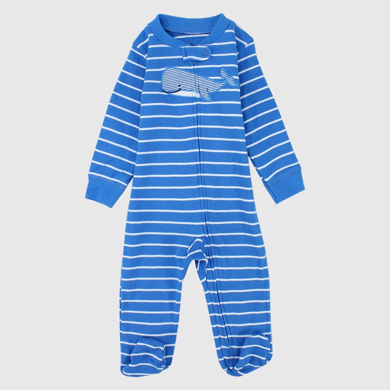 Blue Shark Long-Sleeved Baby Footie