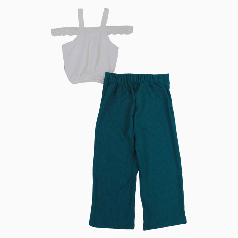 Girls 2-Piece Outfit Set  White/Teal