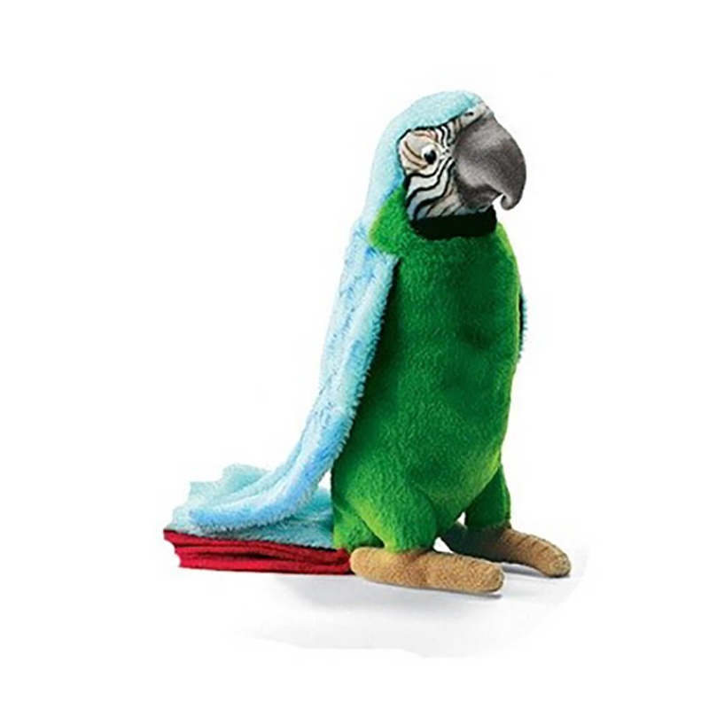 HNC Realistic Plush Animal Parrot Green Blue