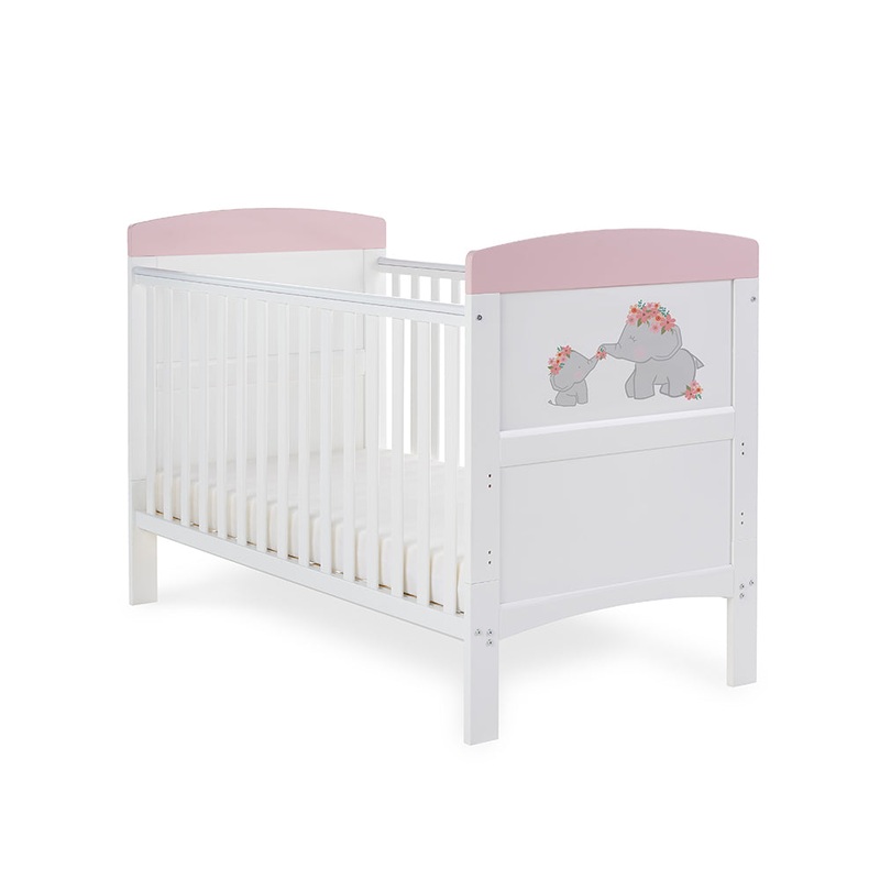 Obaby Grace Inspire Cot Bed  Me & Mini Me Elephant Pink