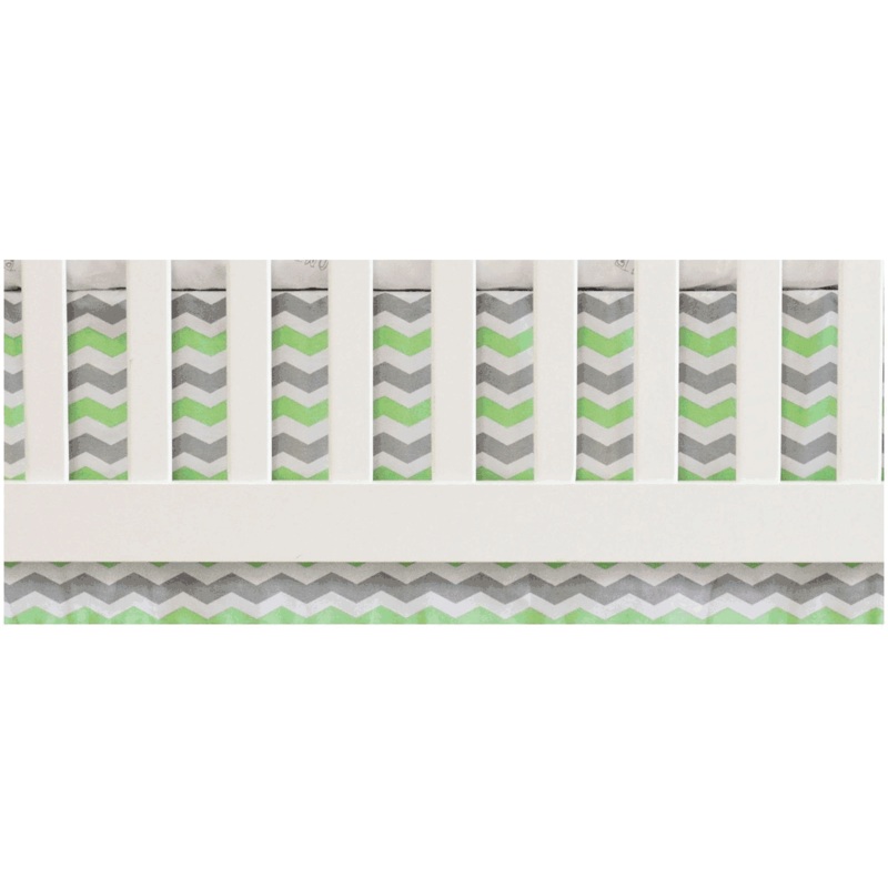 Oliver B Chevron Flat Panel Crib Skirt in White, Mint & Grey