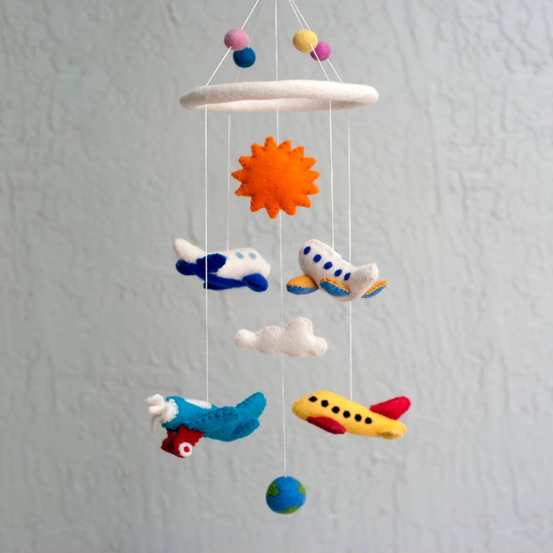 The Winding Road – Handmade Felt Mobile – Airplanes