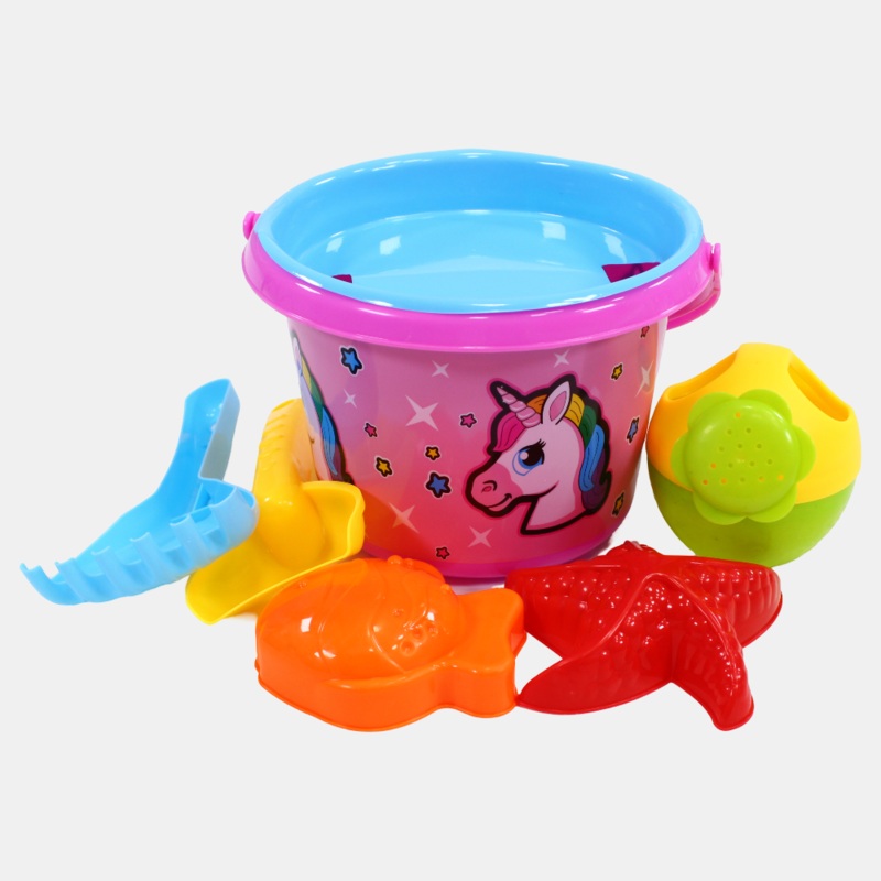 Beach Bucket with Toys  Unicorn Pink
