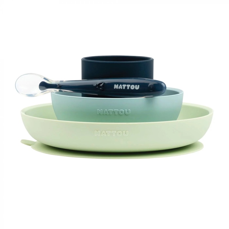 Nattou – Silicone Tableware 4pc Set Green