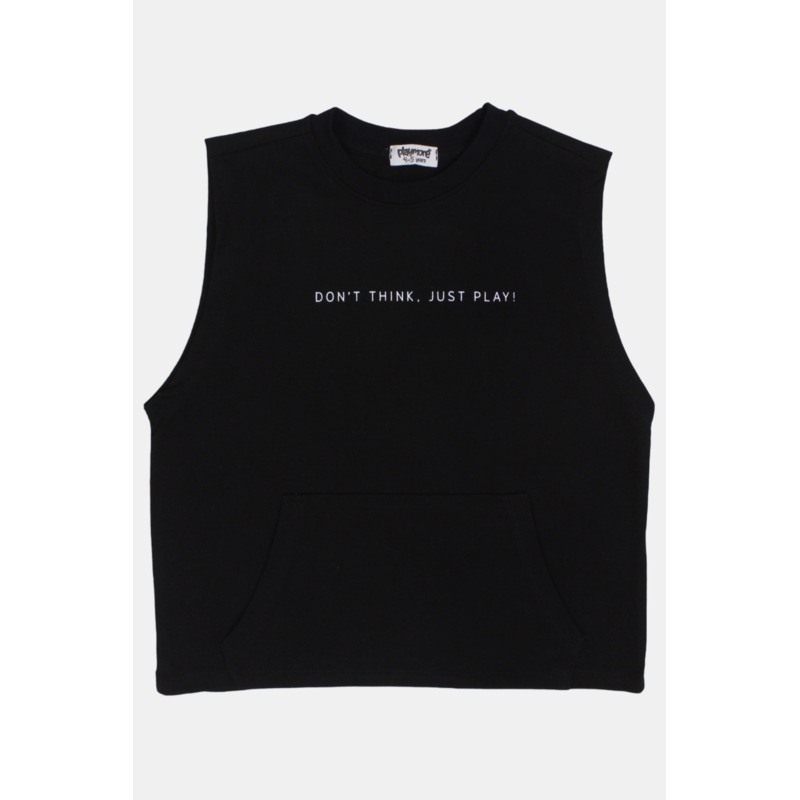 Unisex Kids Cotton Sleeveless T-Shirt  Black “DONT THINK JUST PLAY”
