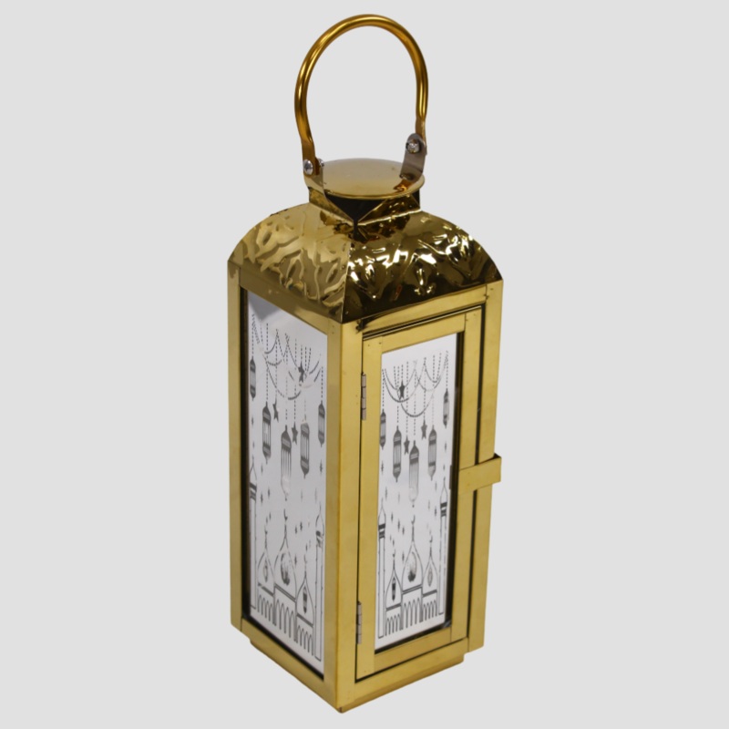 Arabic Lantern  LED Fanoos Light for Ramadan (Gold)