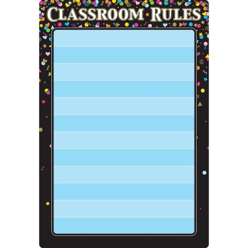 Black Confetti Classroom Rules 13″ X 19″ Smart Poly Chart