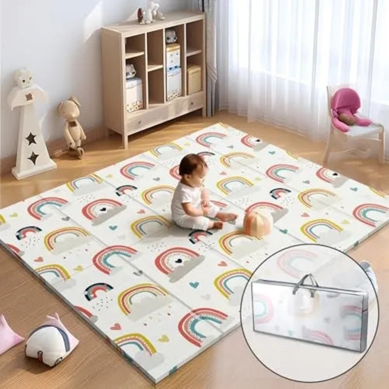 Foldable Baby Play Mat, Rainbow 79×71