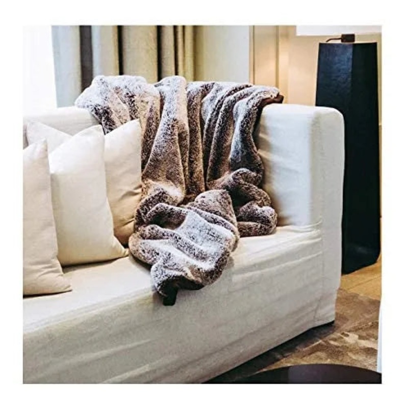 Mon Chateau Luxe Faux Fur Throw in Kodiak Brown 60  X 70