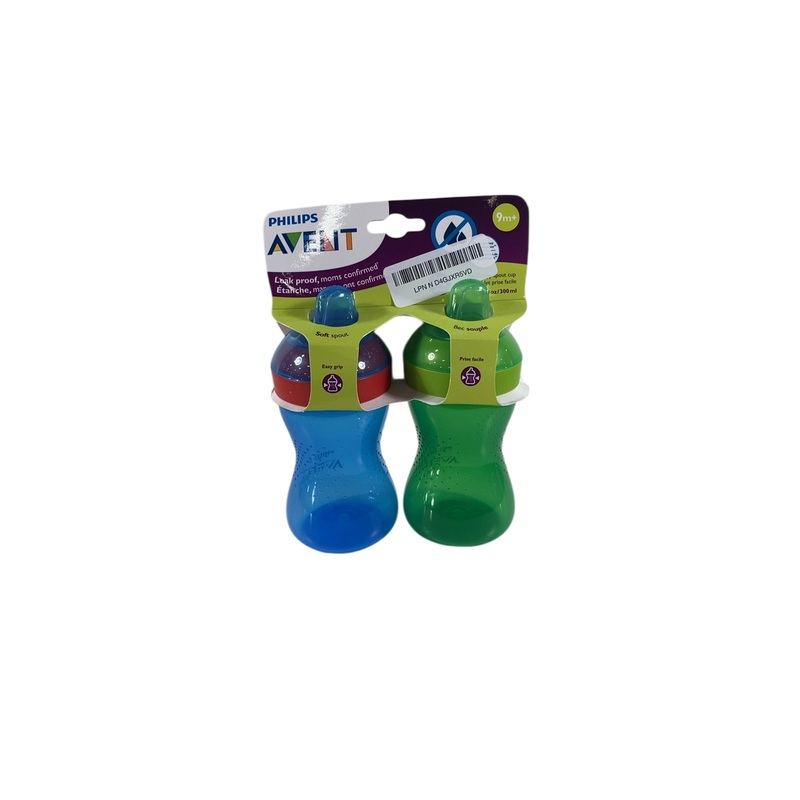 Philips Avent Grippy Spout Cups, 10 oz, 2 Pack, Blue/Green