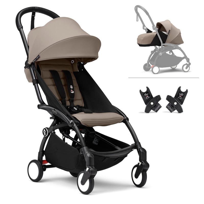 Stokke YOYO3 Ultra Compact Complete 0+/6+ Stroller + Car Seat Adapter (One Box) – Taupe
