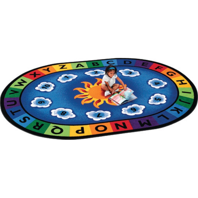 Sunny Day Learn and Play Carpet, 6’9″ x 9’5″ Oval, Primary Colors