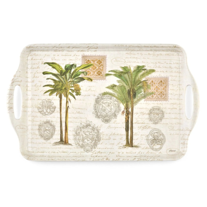 Vintage Palm Rectangular Melamine Large Handled Tray