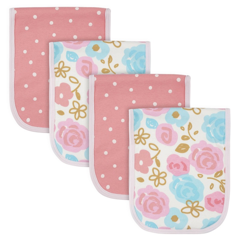 4-Pack Girls Princess Terry Burp Cloths