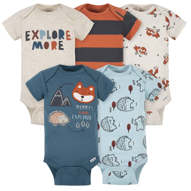 5-Pack Baby Boys Fox Short Sleeve Onesies Bodysuits