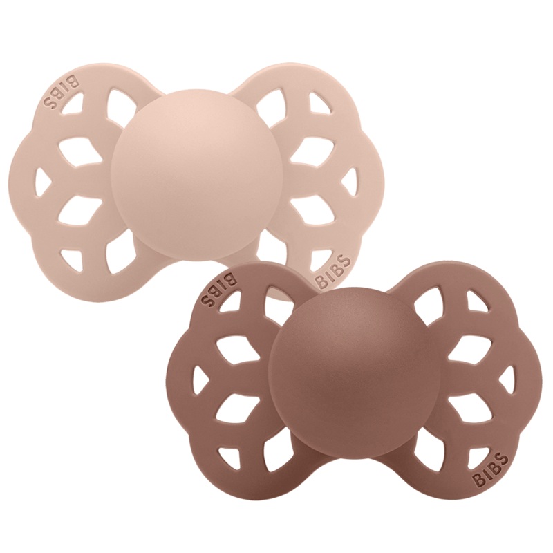 BIBS Infinity Pacifier 2 PACK Anatomical Silicone Size 1 Blush/Woodchuck