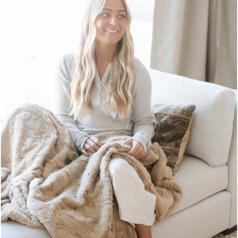 Khaki Patterned Throw Blanket – Home Throw