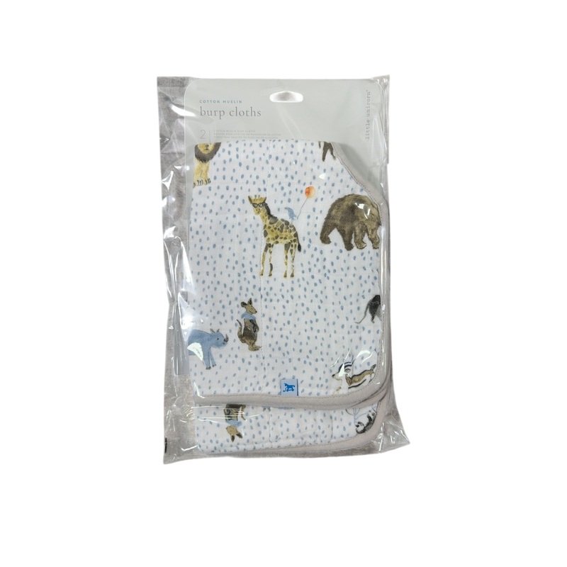 Little Unicorn Cotton Muslin Burp Cloth 2 Pack, Party Animals